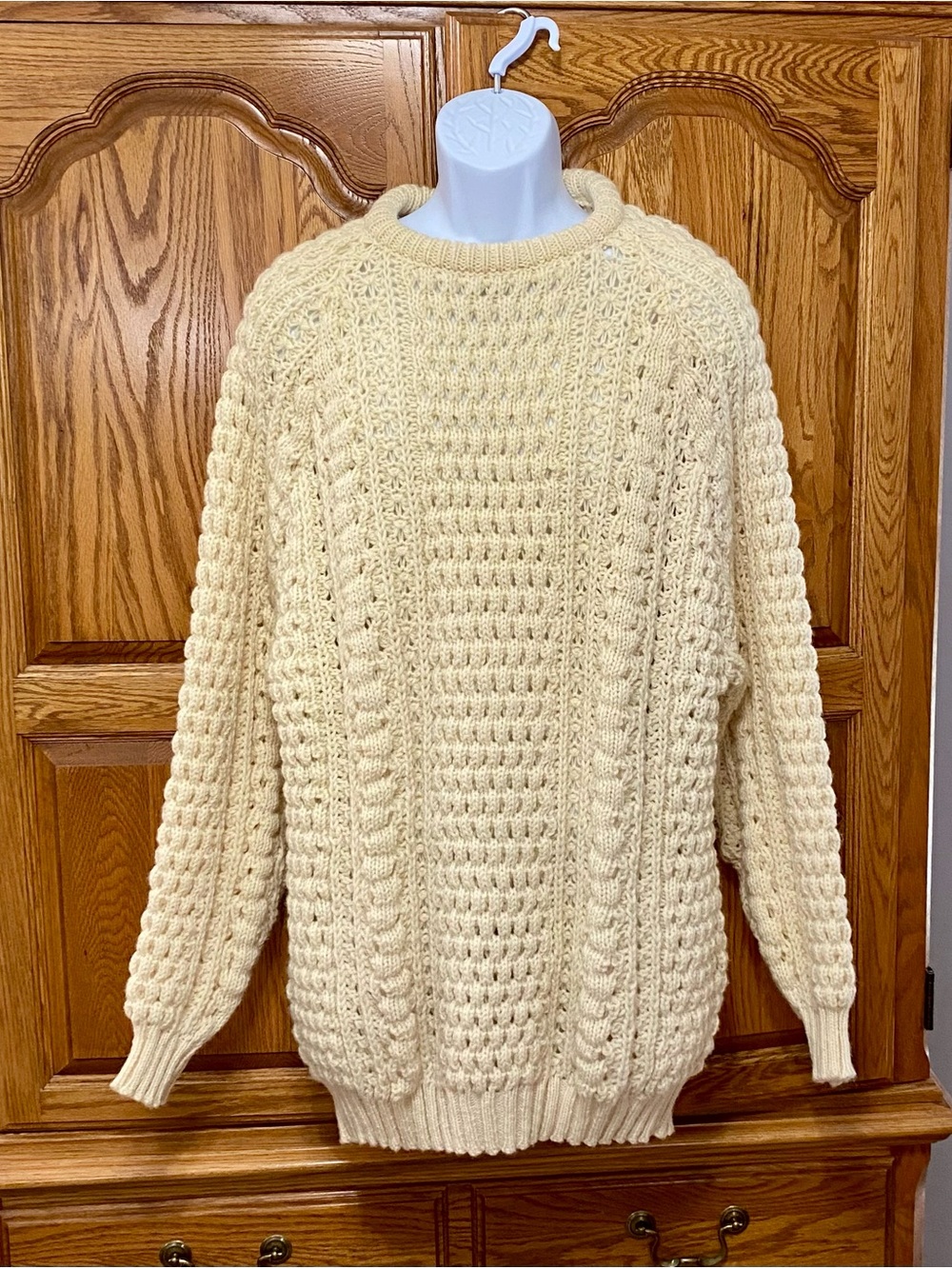 Forge House Knitwear Vintage Ireland 100% Pure Wool Fisherman Sweater One Size